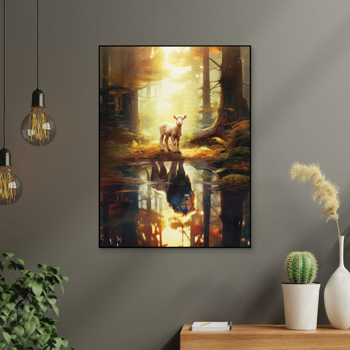 Lion & Lamb Reflection Printed Art