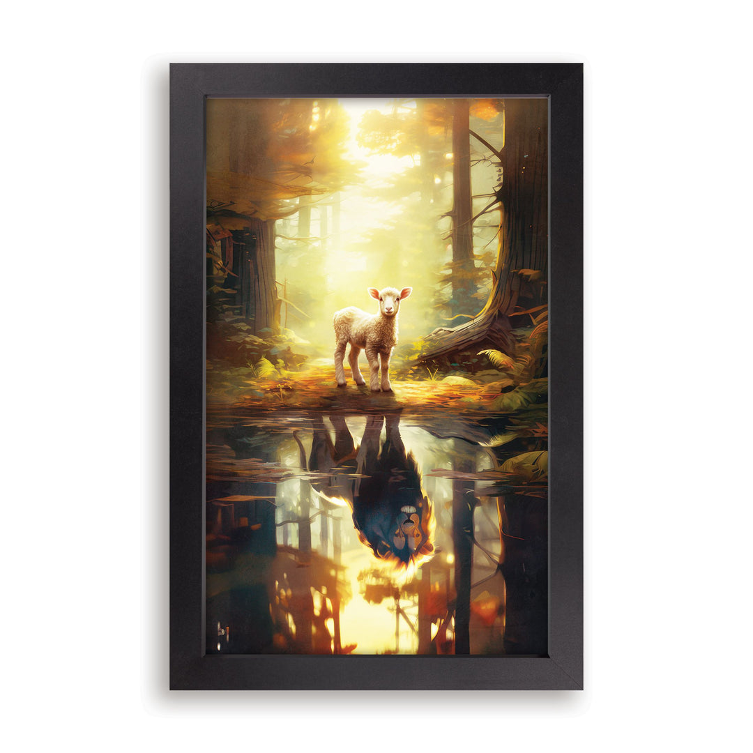 Lion & Lamb Reflection Framed Art