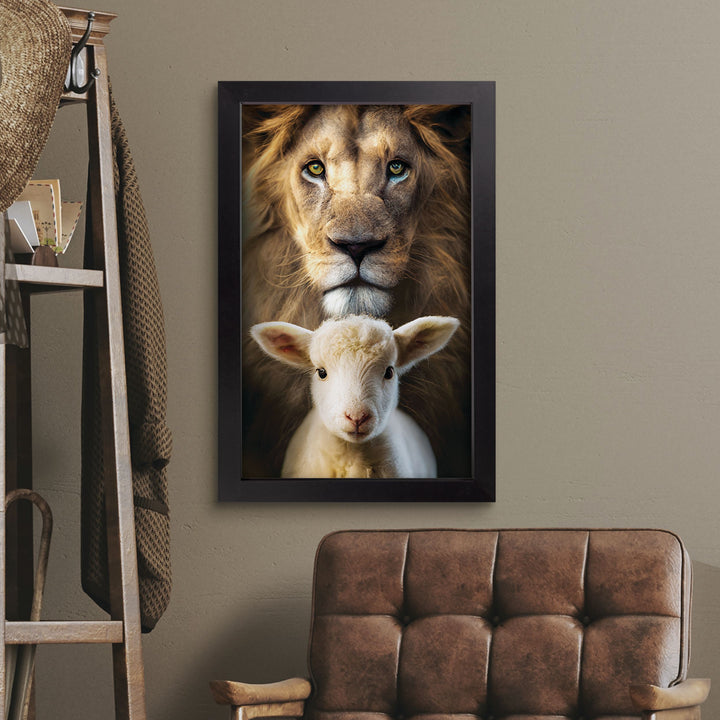 Lion & Lamb Portrait Framed Art