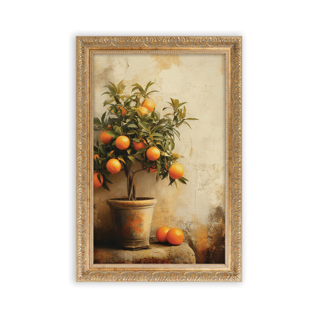 Orange Plant Gold Framed Linen