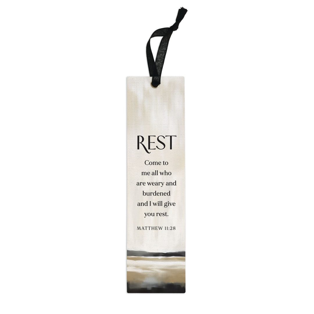 Rest. Come To Me All Who Are Weary Linen Bookmark