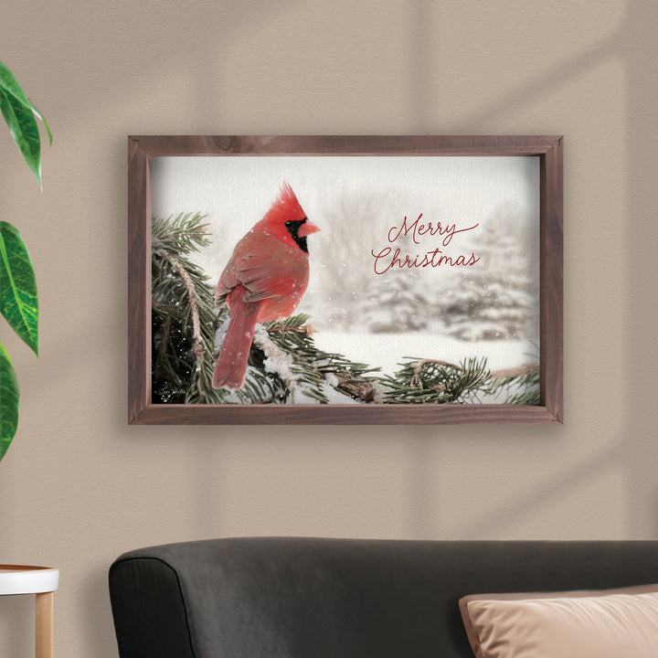 Merry Christmas Cardinal Framed Art