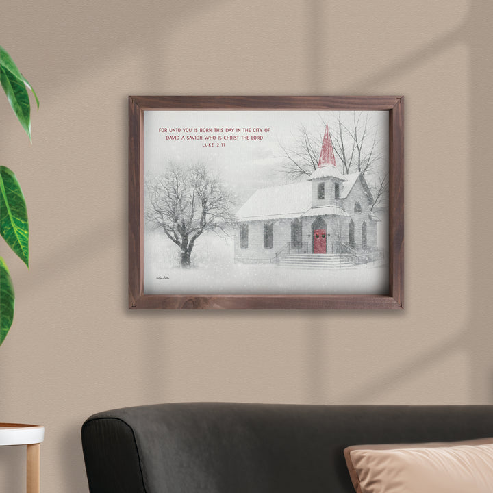 For Unto You Is Born This Day Church Scene Framed Art