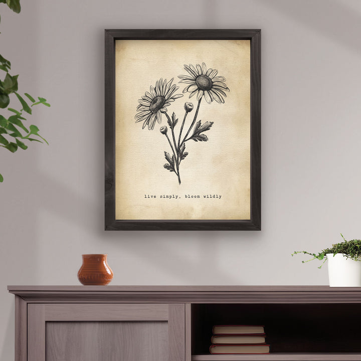 Live Simply, Bloom Wildly Framed Linen