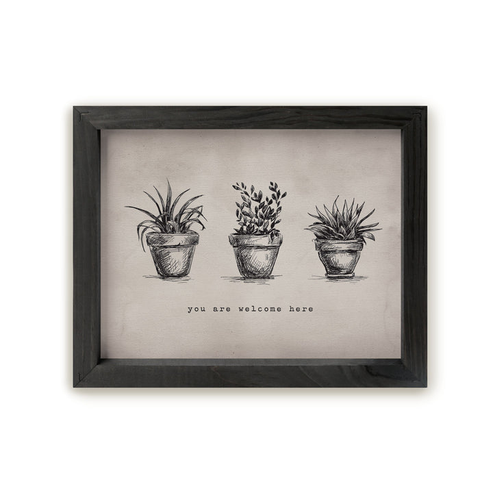 You Are Welcome Here Framed Linen