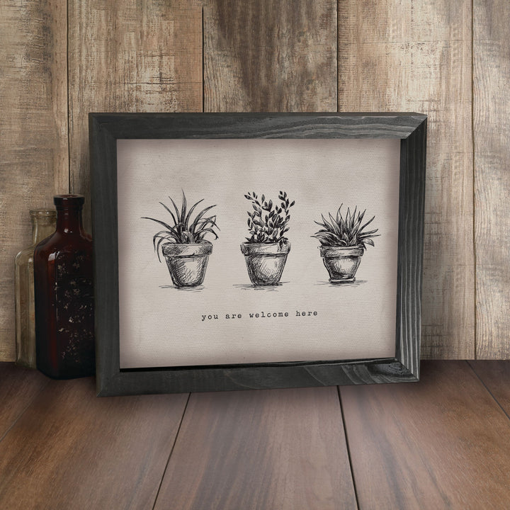 You Are Welcome Here Framed Linen