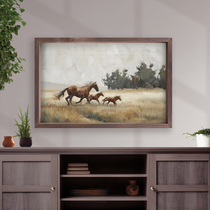 Horses Framed Linen