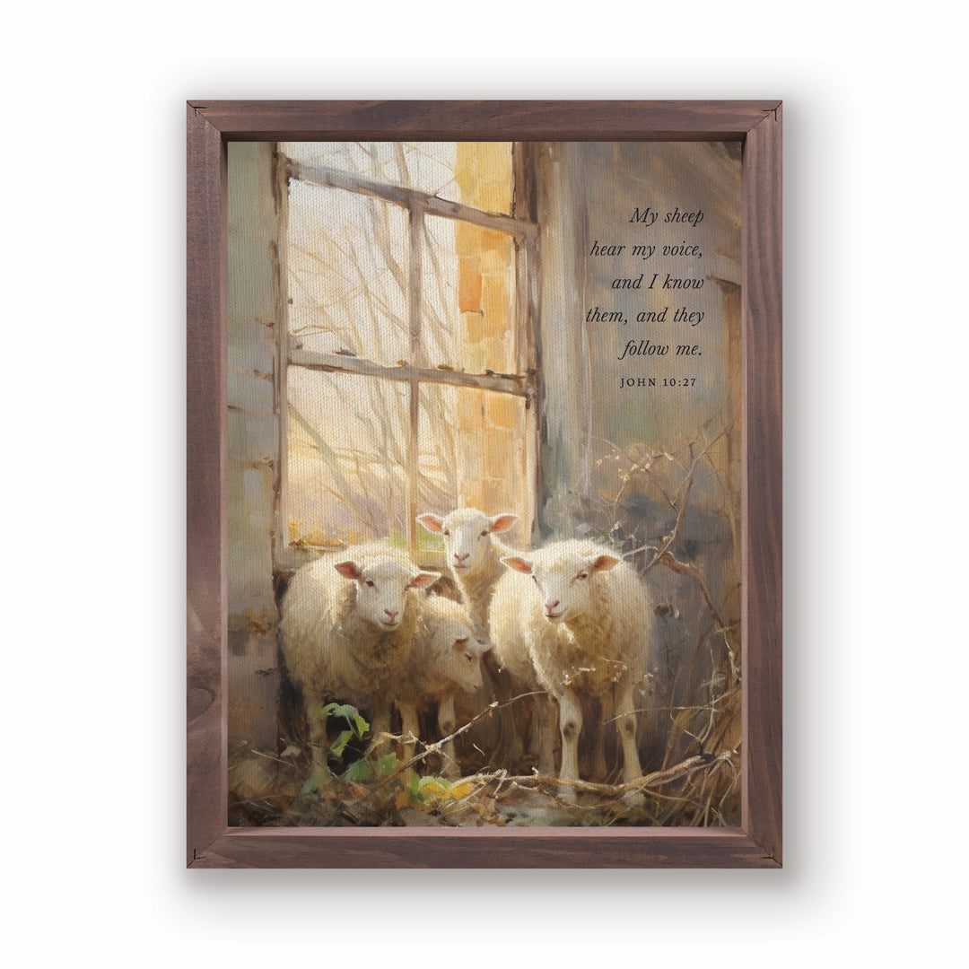 My Sheep Hear My Voice And I Know Them Framed Linen