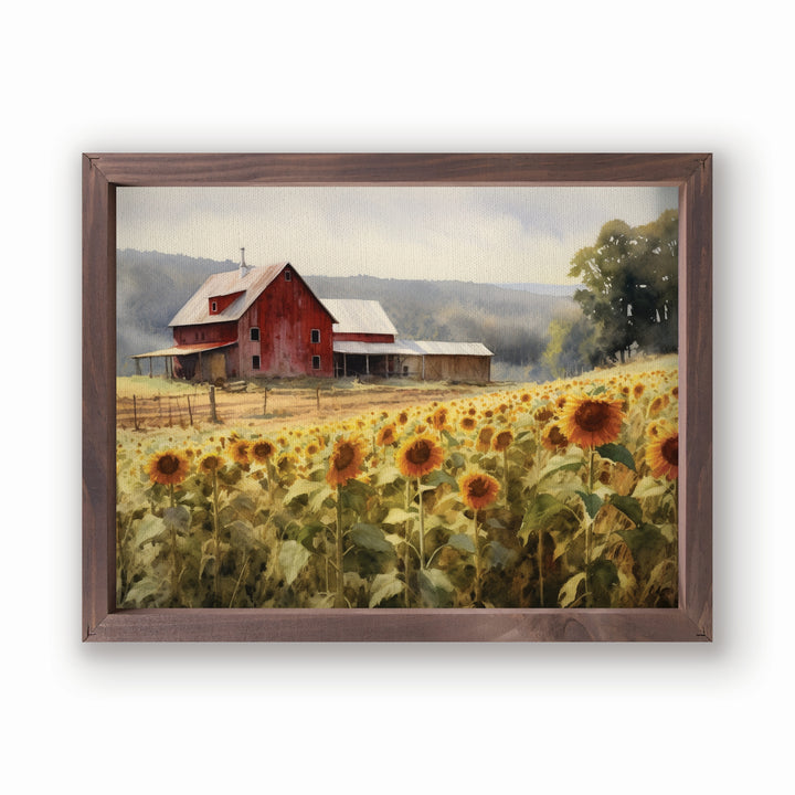 Sunflower Field Framed Linen