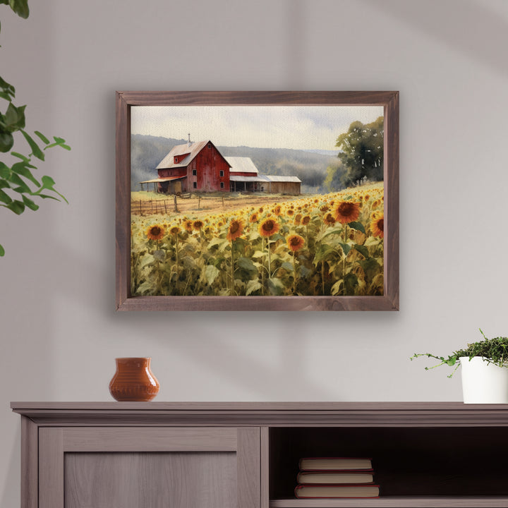 Sunflower Field Framed Linen