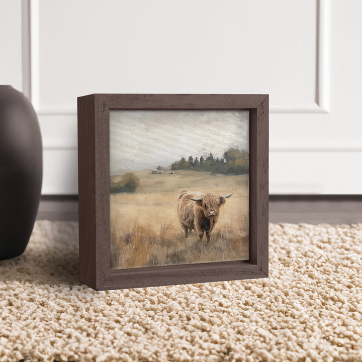 Highland Cow 5X5 Framed Linen