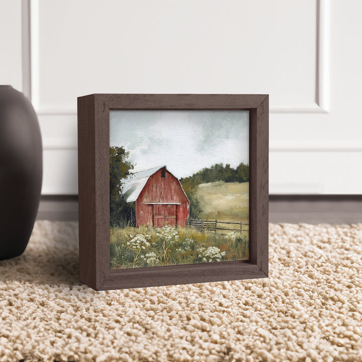 Red Barn Framed Linen